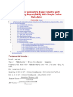 Formulas For Calculating Sugar Industry Daily Manufacturing Report