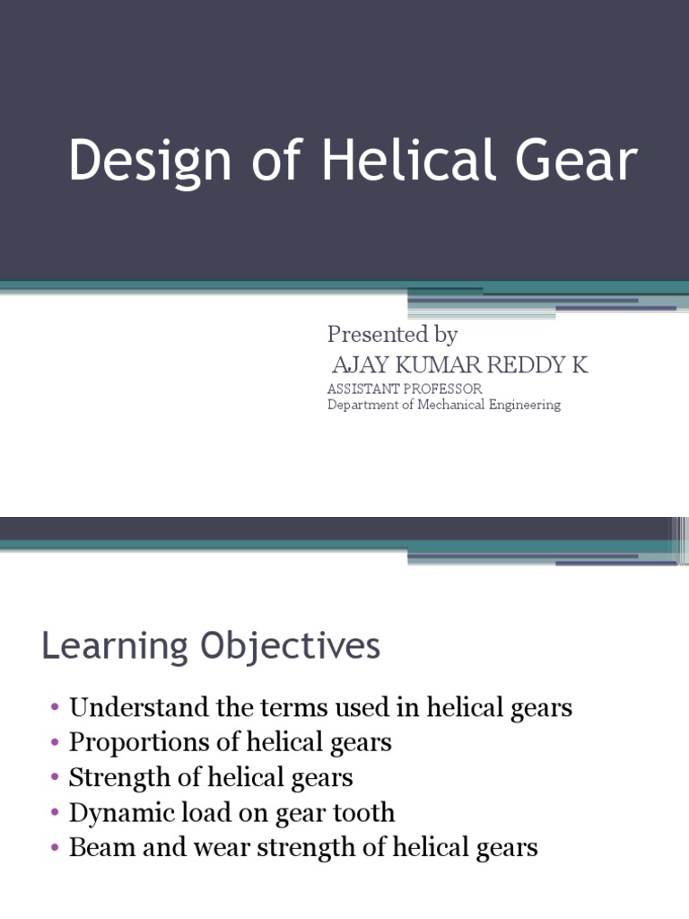 Design of Helical Gears | PDF | Gear | Machines