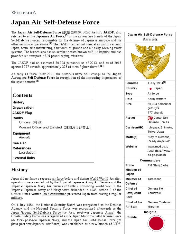 Japan Air Self-Defense Force | PDF | Military Forces | Aviation