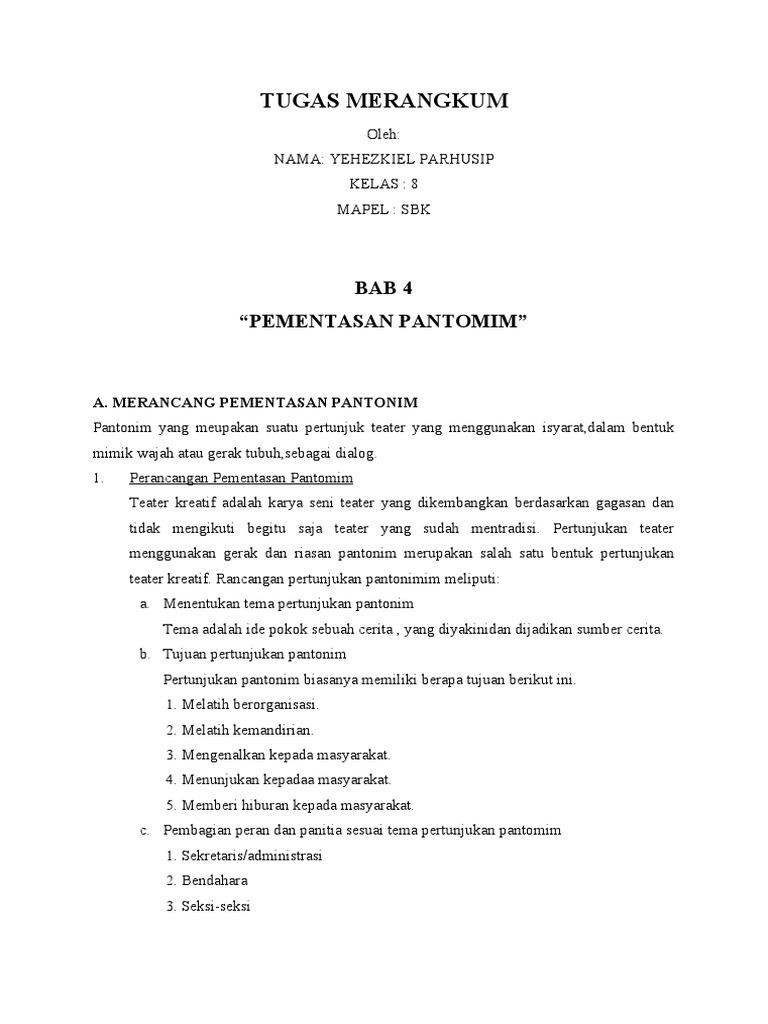 Rancangan Pementasan Pantomim Kreatif | PDF | Kajian Bahasa Asing