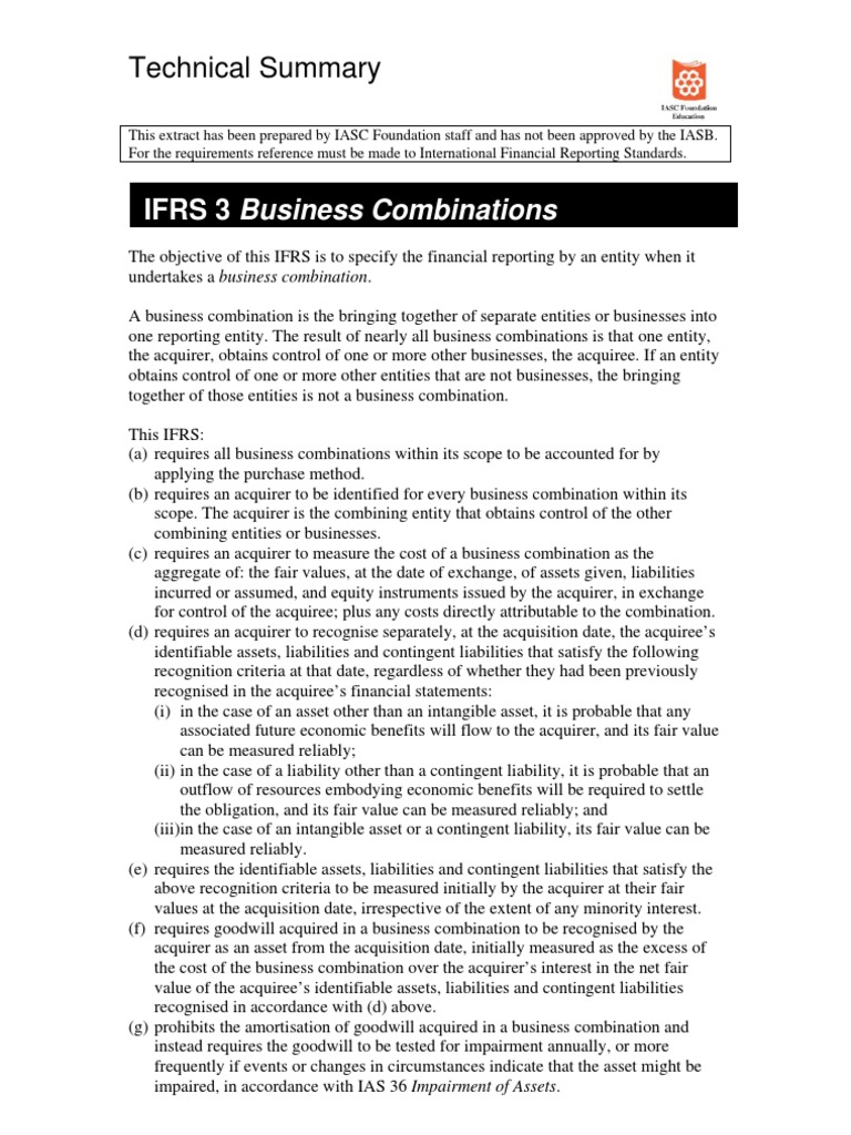 IFRS 3 Business Combinations | PDF