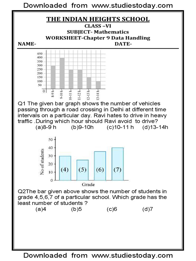 cbse class 6 data handling worksheet pdf