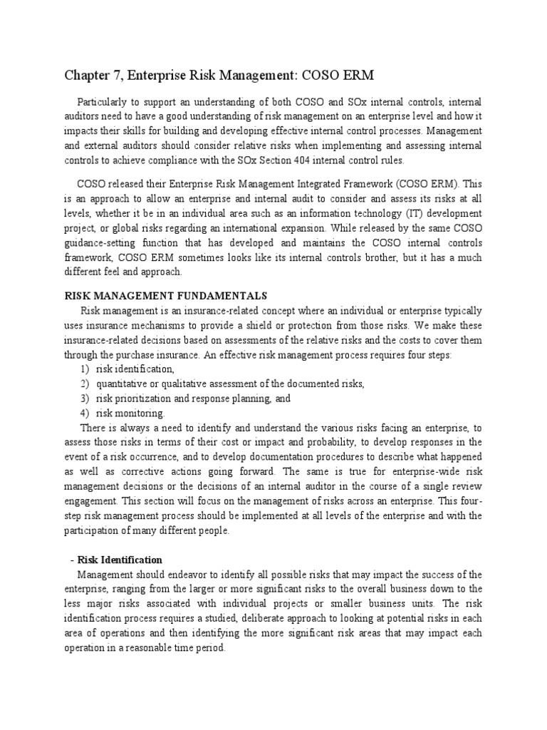 COSO ERM Framework Overview | PDF | Enterprise Risk Management ...