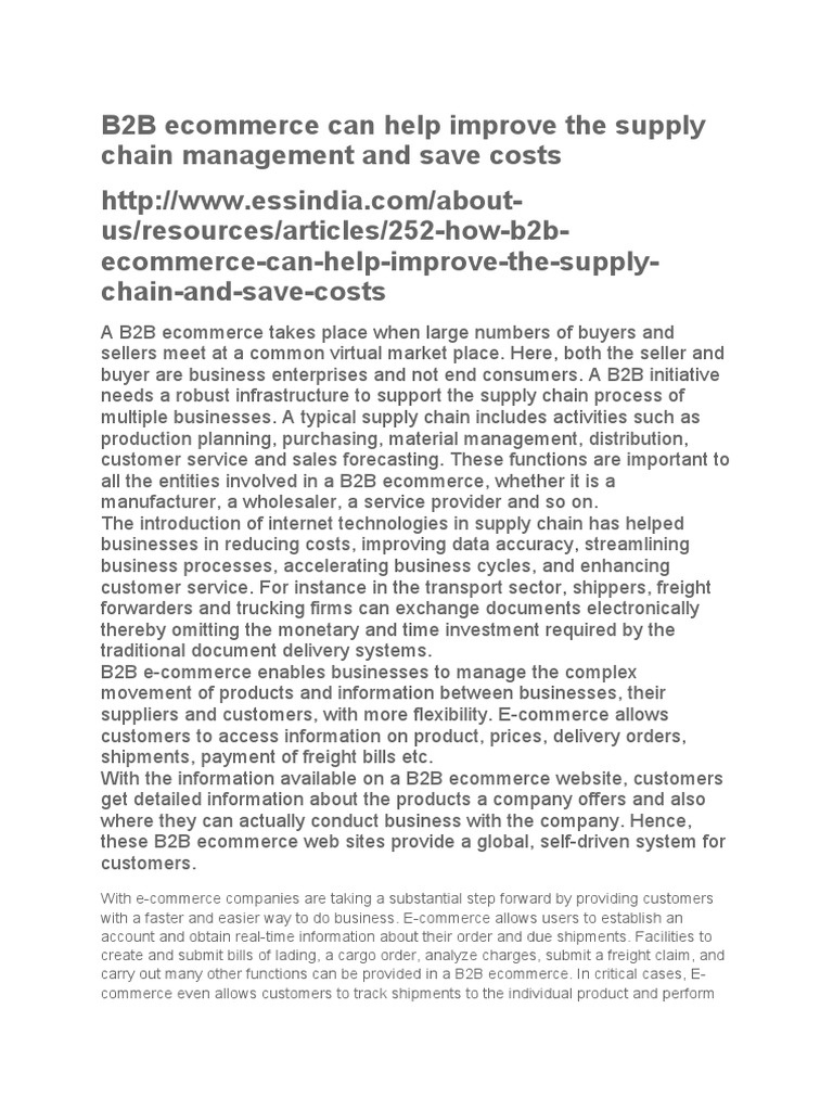 SCM in B2B | PDF | E Commerce | Supply Chain
