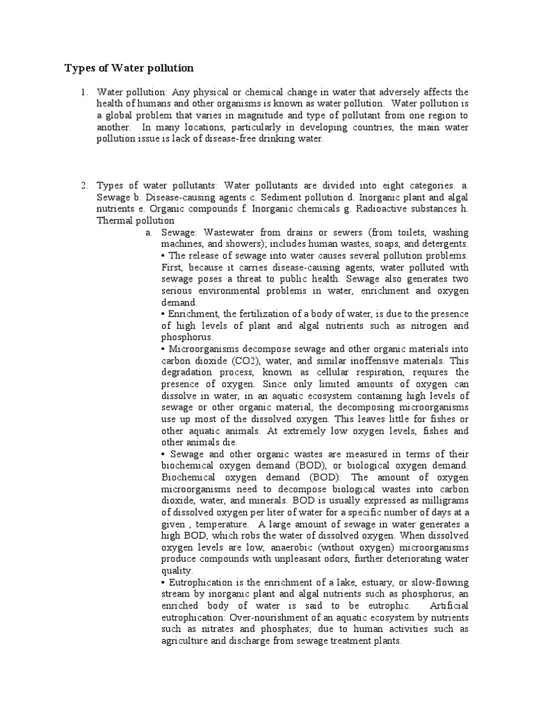 Understanding Types of Water Pollution | PDF | Water Pollution ...