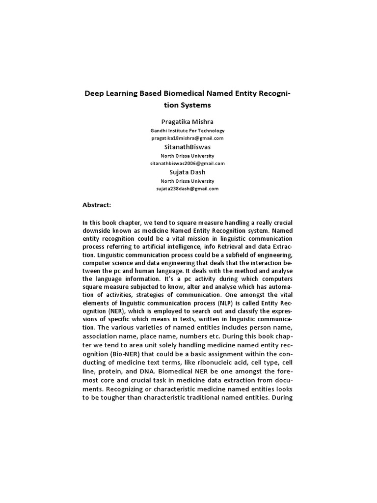 Biomedical Named Entity Recognition Final | PDF | Deep Learning ...