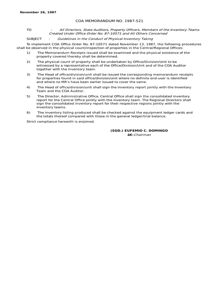Guidelines for Conducting a Physical Inventory and Reconciling Property