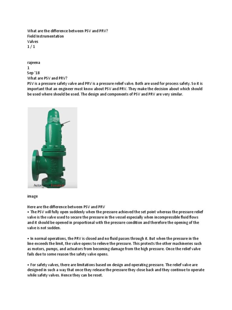 What Are The Difference Between PSV and PRV? PDF