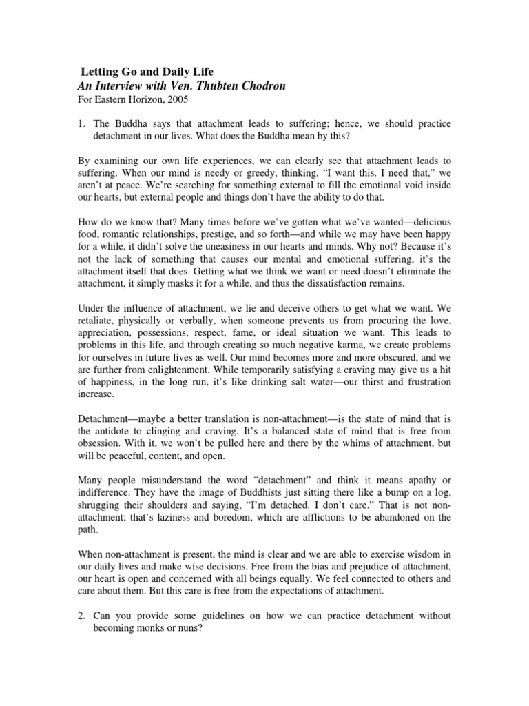 Letting Go and Daily Life | PDF | Compassion | Attachment Theory