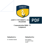 Amity University, Madhya Pradesh Communication Skills - VI Assignment