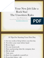 Starting Your New Job Like A Rock Star: The Unwritten Rules: Lisa Holmstrom