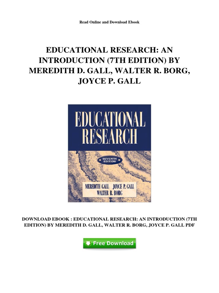 Educational Research: An Introduction 7th Edition | PDF | Qualitative ...
