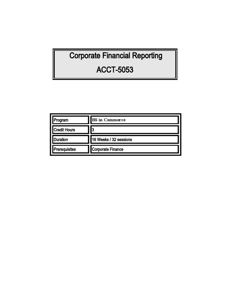 Corporate Financial Reporting Course Overview | PDF | Financial Capital ...