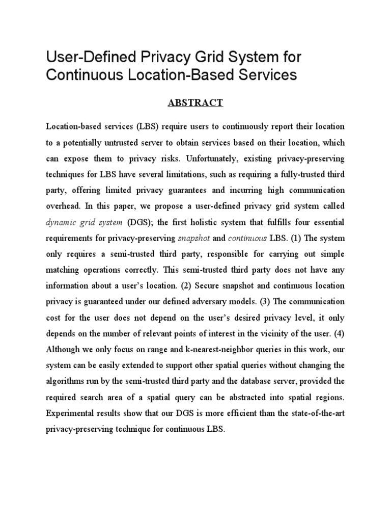 User-Defined Privacy Grid for LBS | PDF