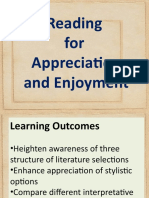Type of Reading: Reading For Appreciation and Enjoyment