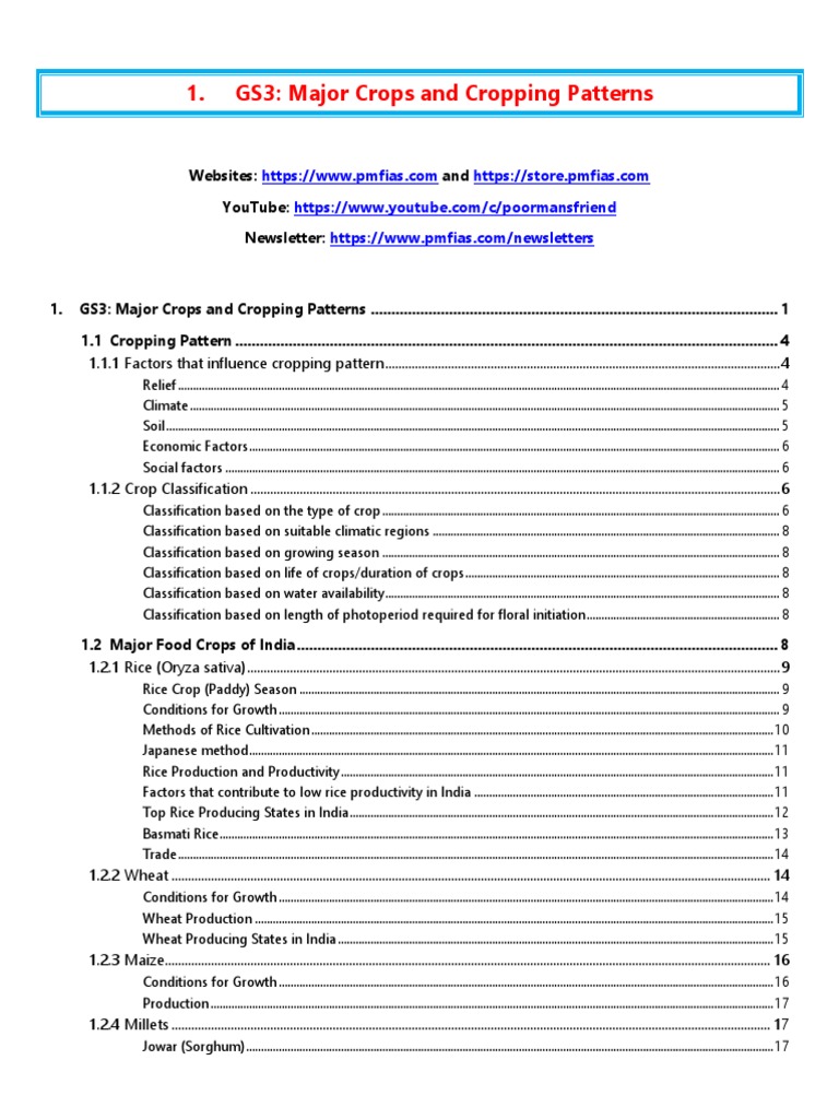 Major Crops and Patterns in India | PDF | Rice | Agriculture