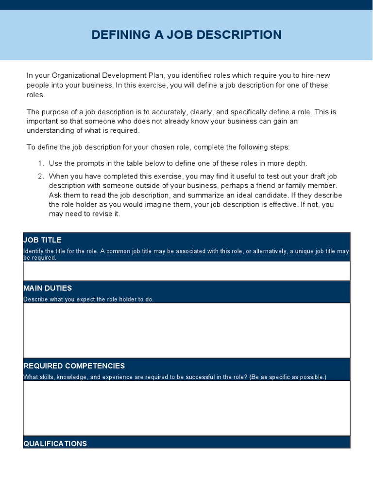 Ibm I: Defining The Job Description – WMPVD