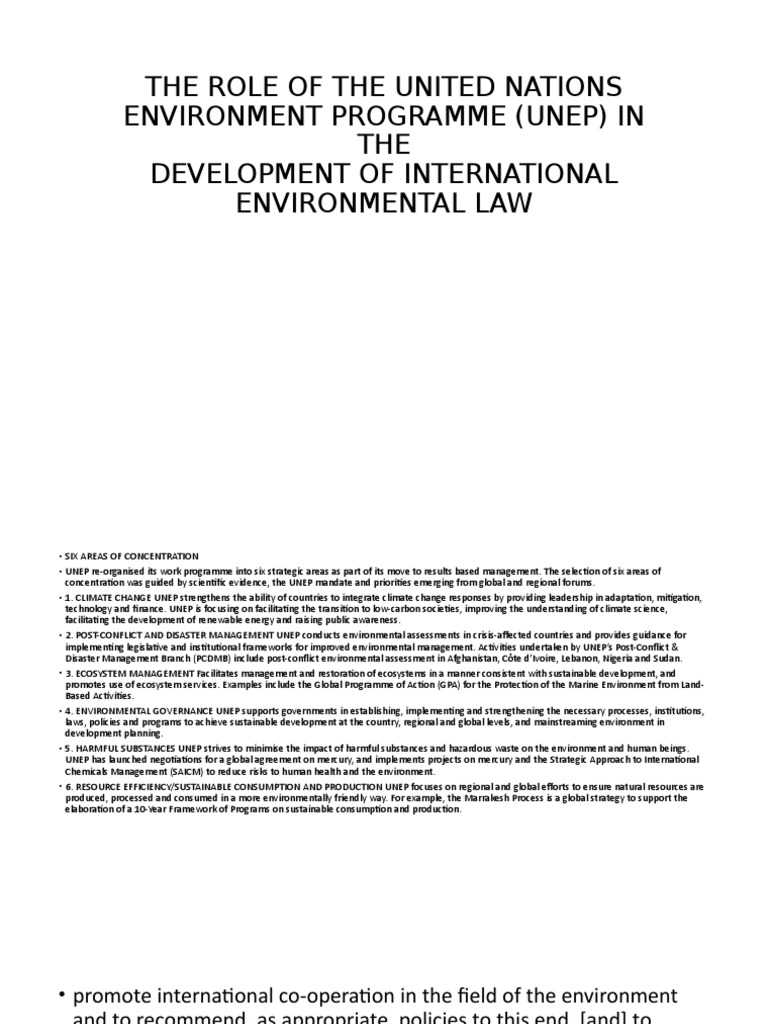 UNEP's Role in International Environmental Law | PDF | United Nations ...