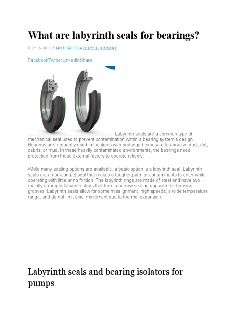 Labyrinth Seals for Bearing Protection | PDF | Bearing (Mechanical) | Gases