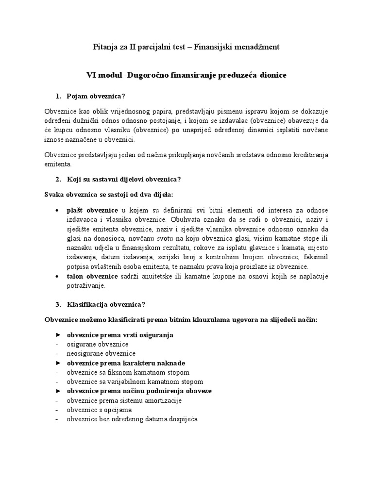 Pitanja - II - Test - Odgovori | PDF