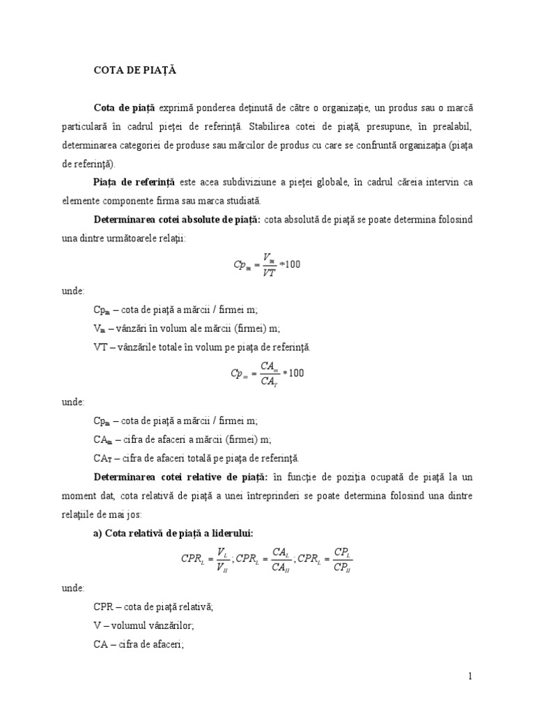 Cota De Piata Seminar