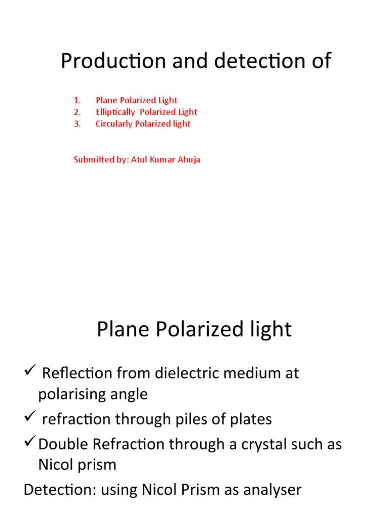 Production and Detection of Polarized Light | PDF