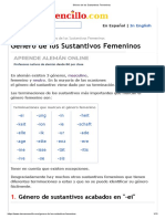 Género de Los Sustantivos Femeninos