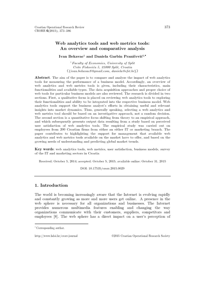 Web Analytics Tools and Web Metrics Tools An Overv PDF | PDF ...