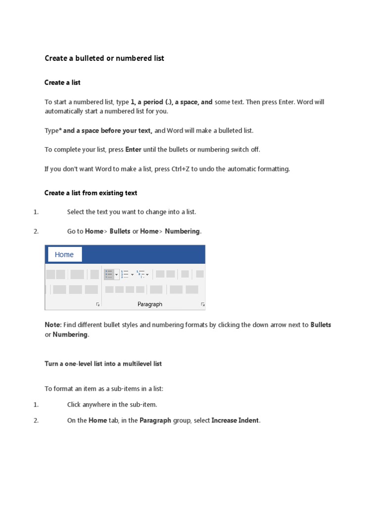 Create A Bulleted or Numbered List | PDF | Privacy | Cyberspace