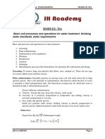 Module-76A: Basic Unit Processes and Operations For Water Treatment. Drinking Water Standards, Water Requirements