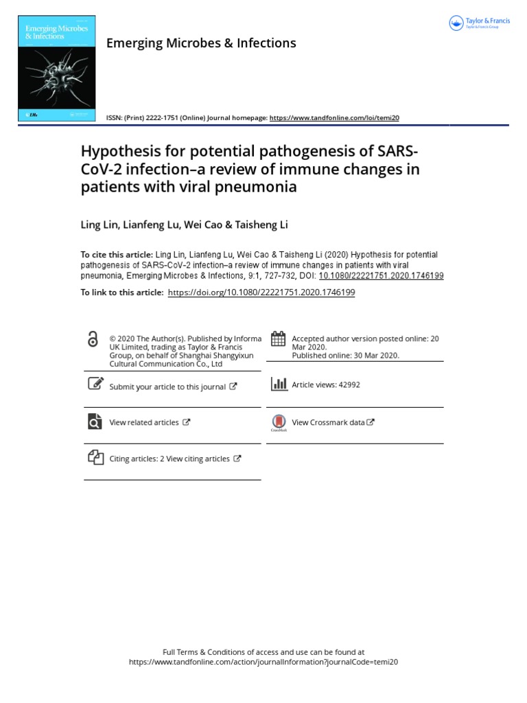 Hypothesis For Potential Pathogenesis of SARS CoV 2 Infection A Review ...