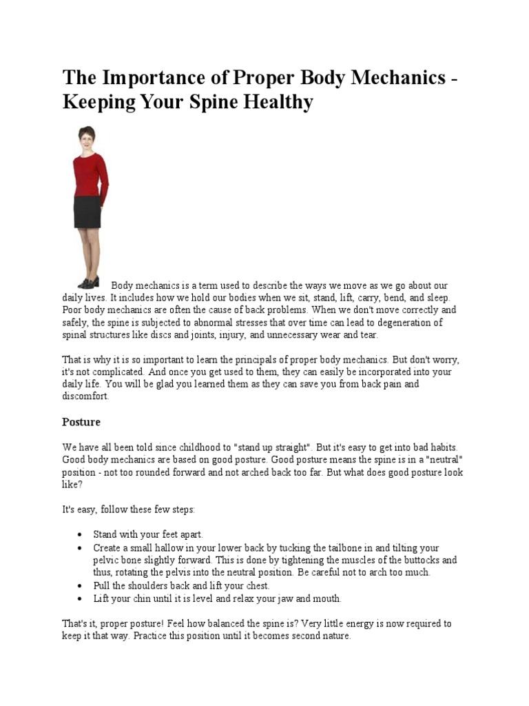 The Importance of Proper Body Mechanics | PDF | Chair | Human Anatomy