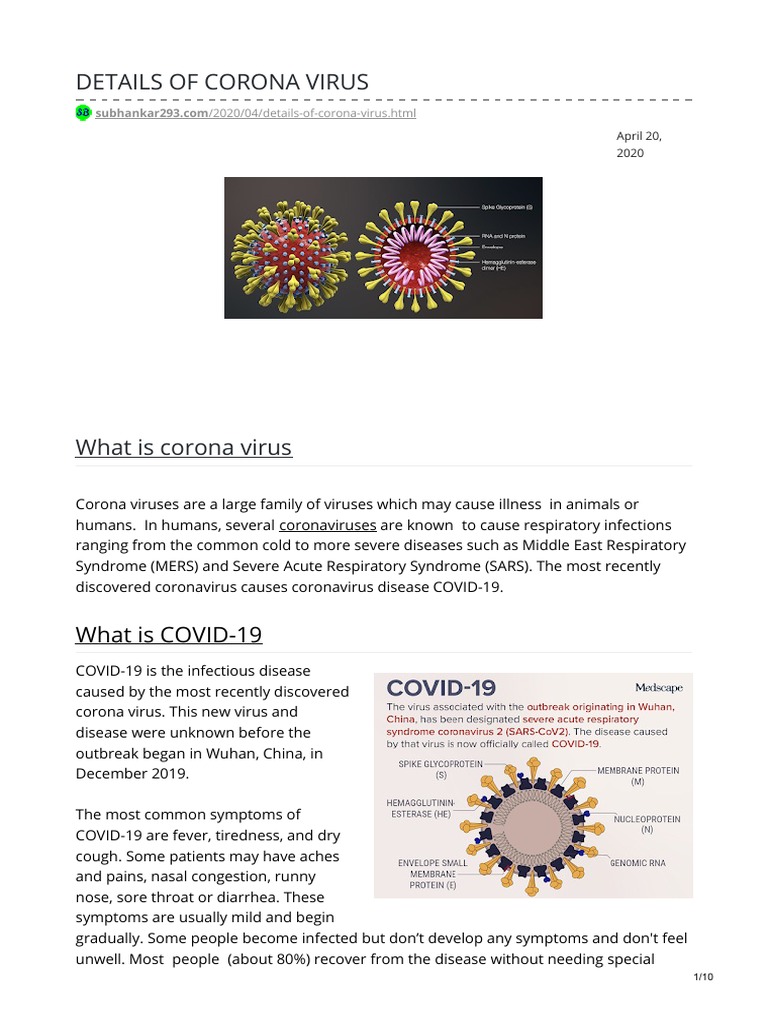 Details of Corona Virus | PDF