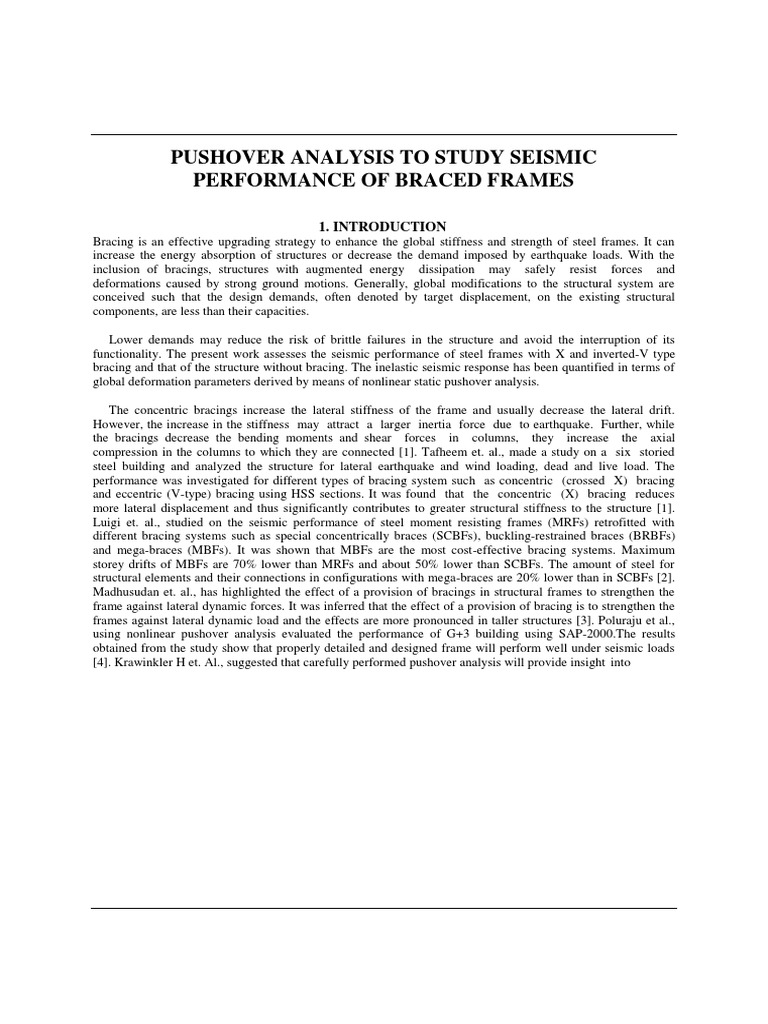 Pushover Analysis To Study Seismic Performance of Braced Frames PDF ...