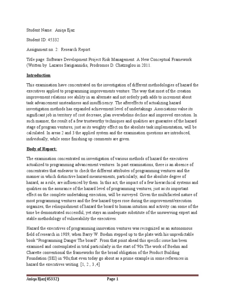 Software Project Risk Framework | PDF | Hazards | Risk Management