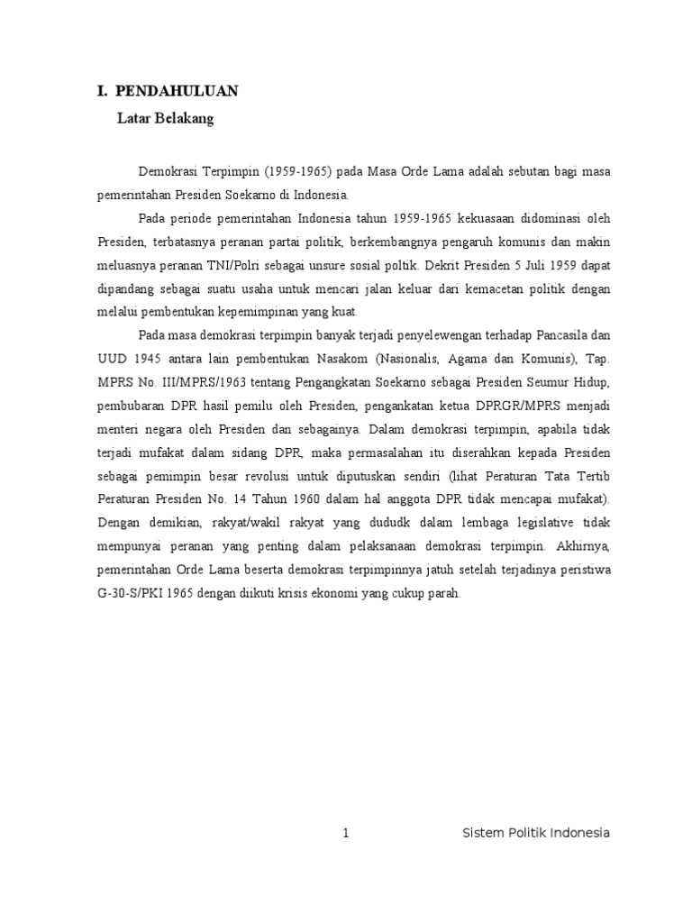 Demokratisasi Pada Masa 1959 1965 Demokrasi Terpimpin
