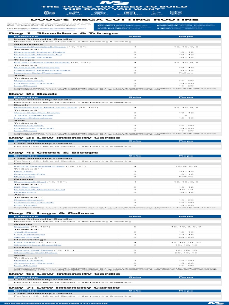 Dougsmegacuttingroutine PDF | PDF | Physical Exercise | Hobbies