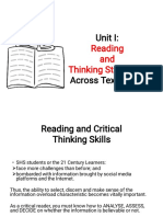 Unit I:: Reading and Thinking Strategies