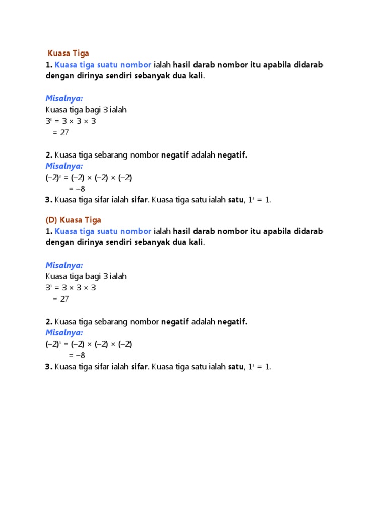 Kuasa Tiga Nota N Latihan | PDF