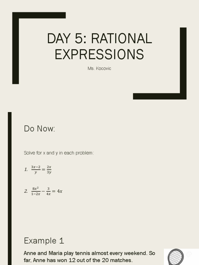 Solving Rational Expressions and Rates | PDF