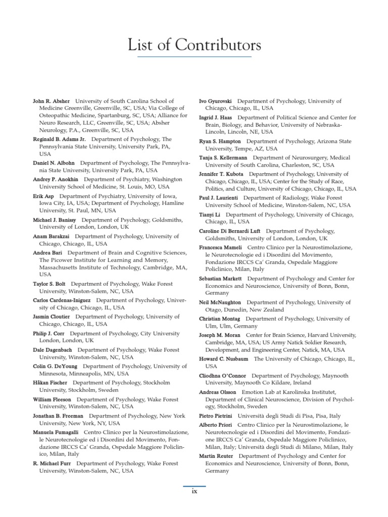 List of Contributors in Psychology Research | PDF | Health Care ...