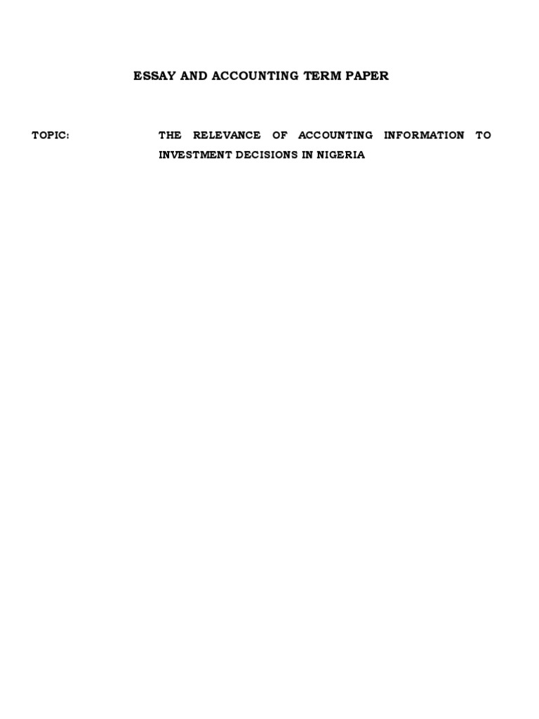 Essay and Accounting Term Paper | PDF | Accounting | Forecasting