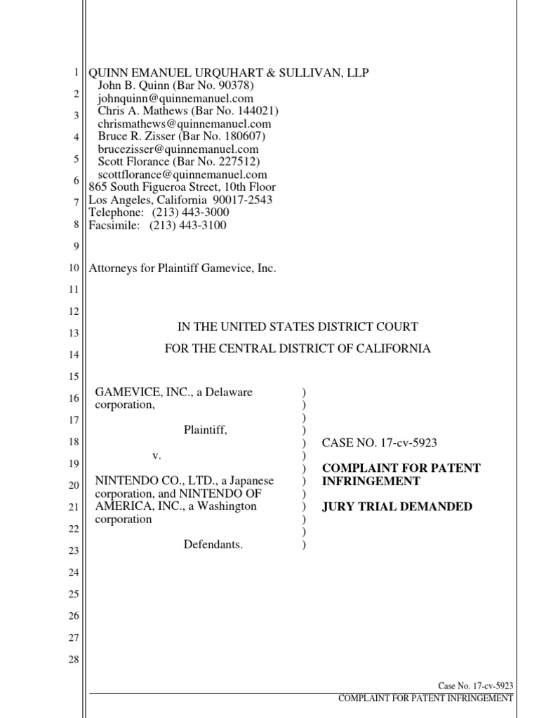 Gamevice vs. Nintendo Patent Infringement | PDF | Video Game Consoles ...