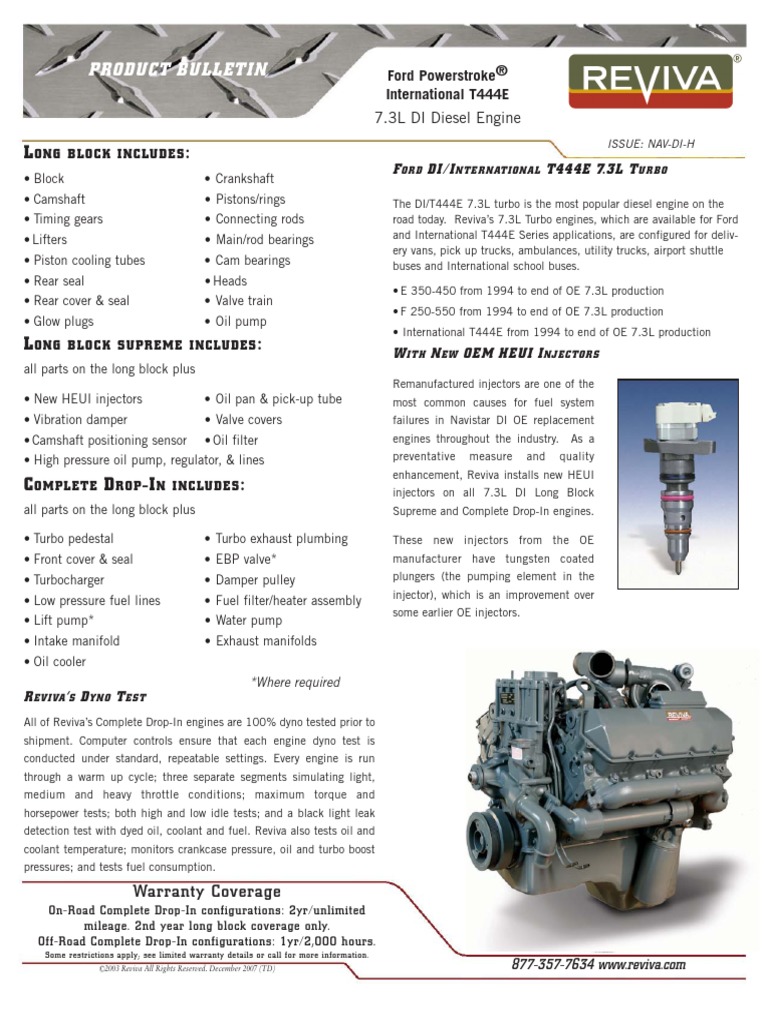 Ford Powerstroker International T444e 7 3l Di Diesel Engine | PDF ...