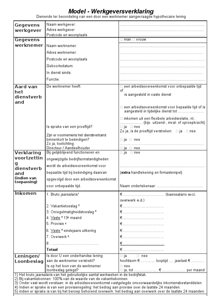 Werkgeversverklaring PDF