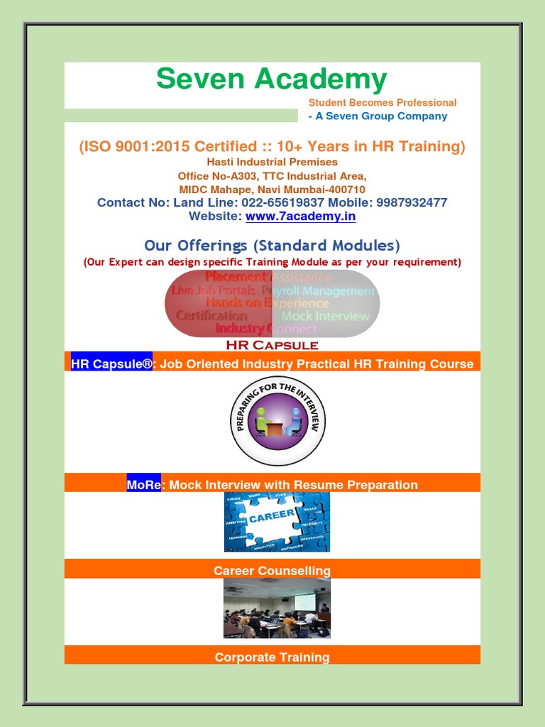 Seven Academy: Our Offerings (Standard Modules) | PDF | Business