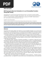 SPE-196738-MS DFIT Survey For Reservoir Evaluation of A Low Permeability Formation During Well Testing