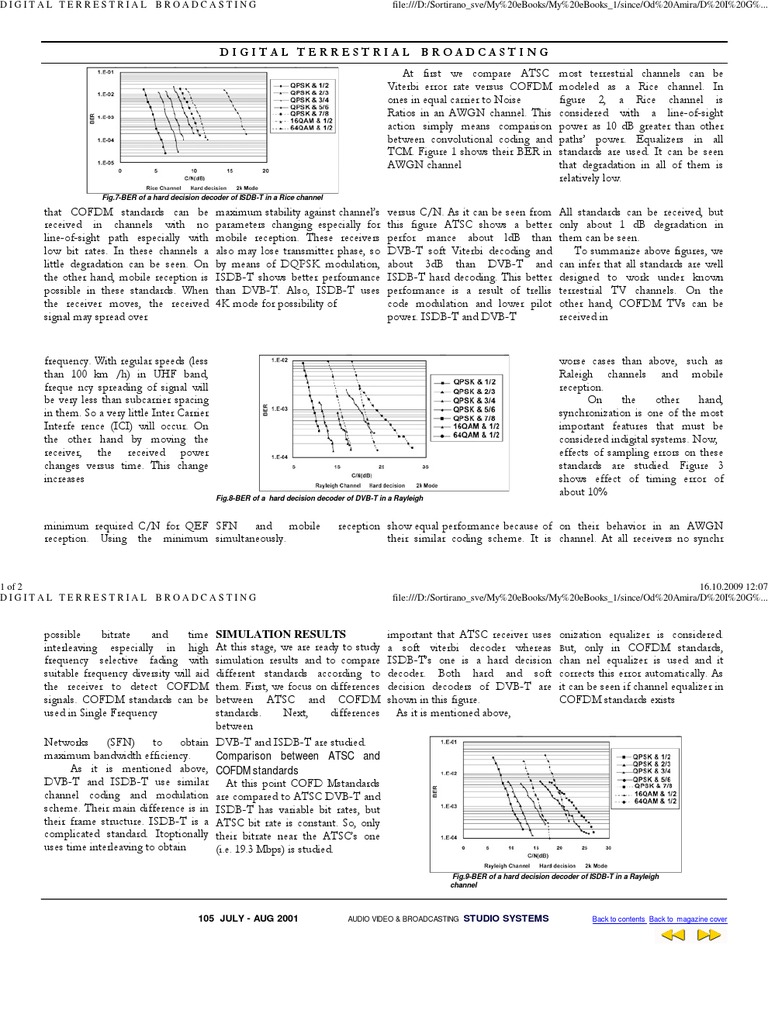 Digital TV Standards Comparison | PDF | Orthogonal Frequency Division ...