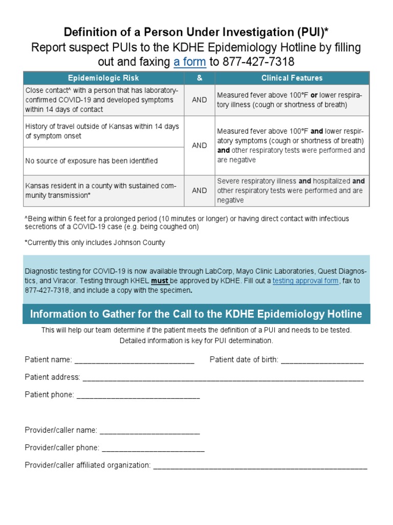 Understanding PUI in COVID-19 Testing | PDF | Epidemiology ...