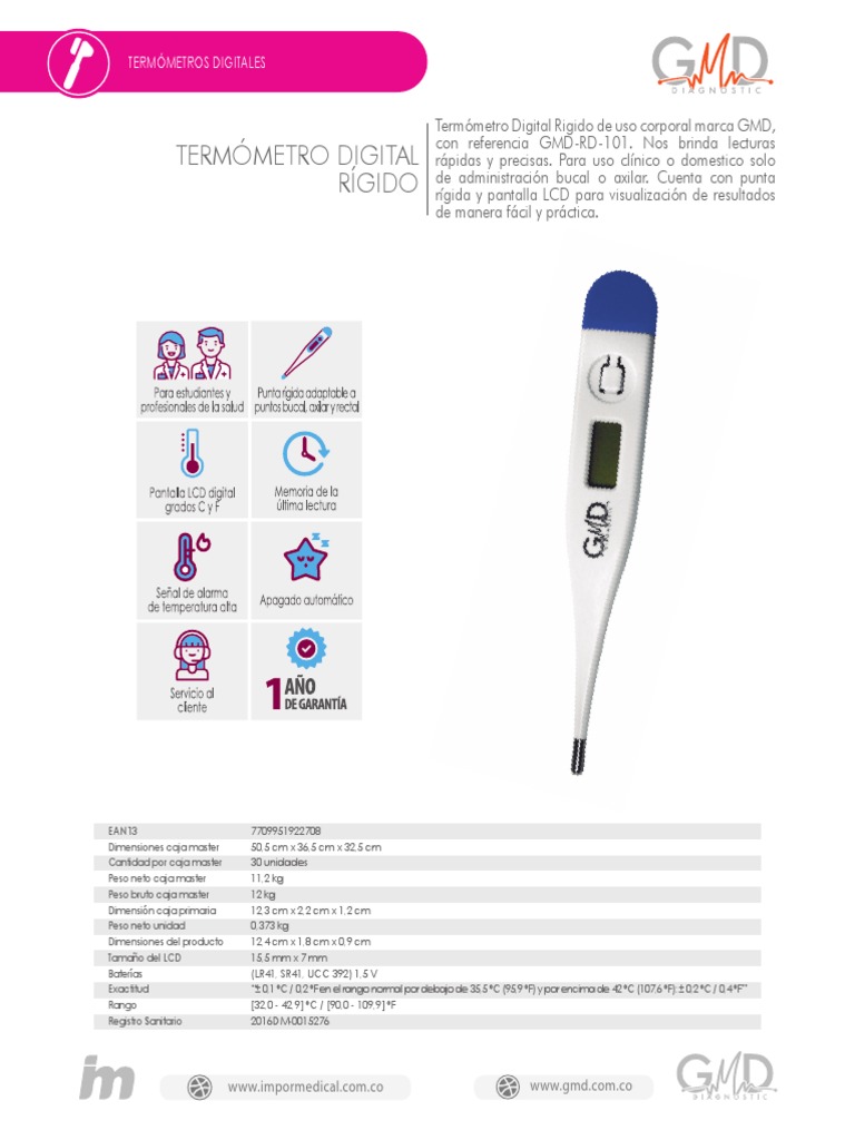 Termómetro Digital Rígido (*) caja x 1 unidad